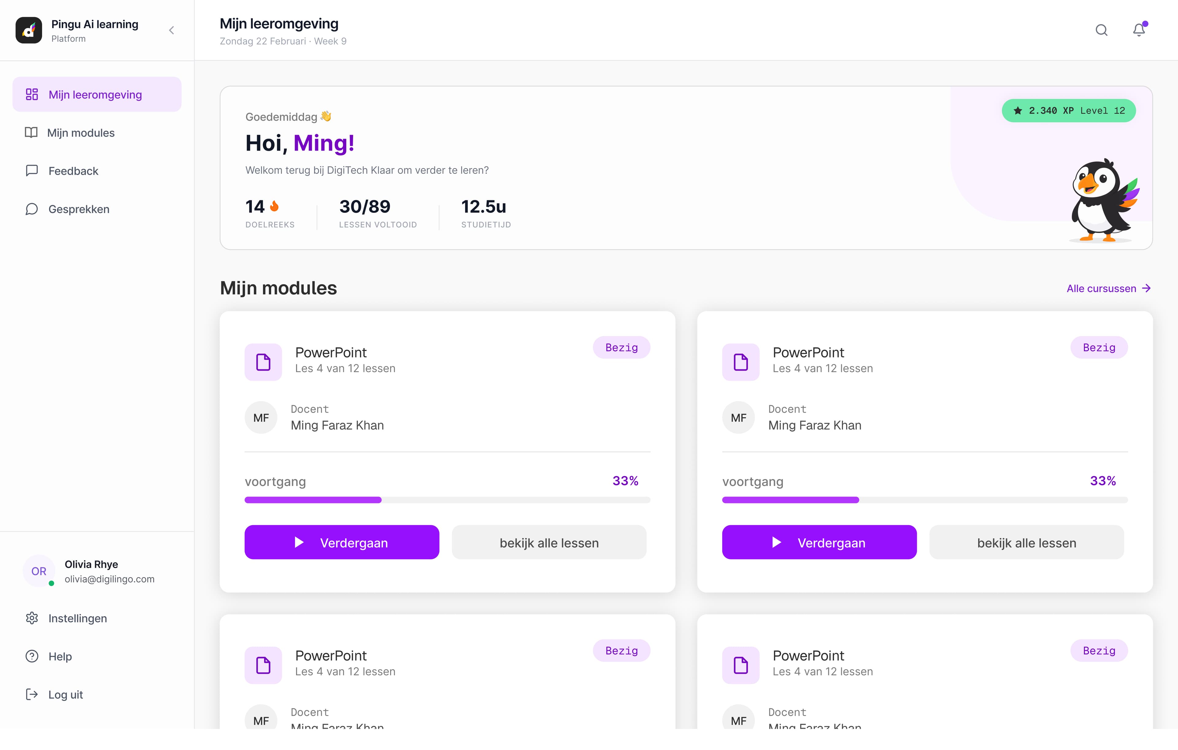 Digilingo AI leerplatform — screen 2