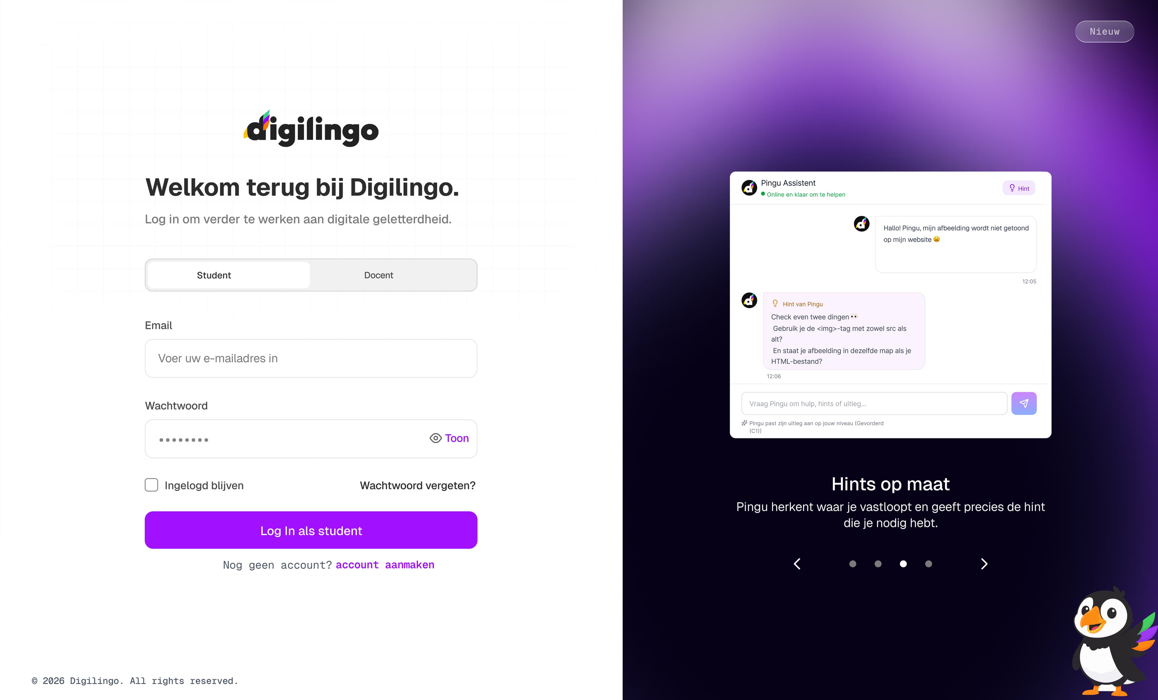Digilingo AI leerplatform — screen 1